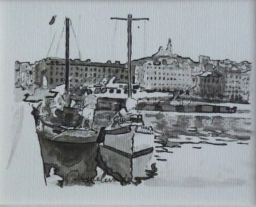 Marseille, voiliers à quai au Vieux-Port