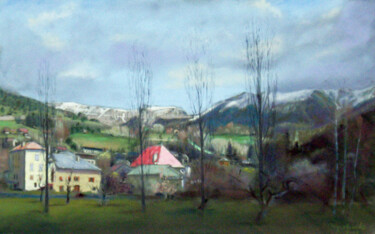 Seyne les Alpes, bas du village, pastel 43x27